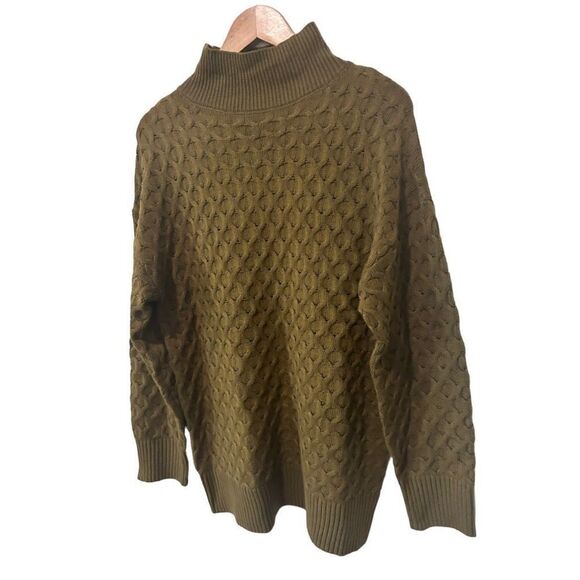 NWOT Knox Rose Green Chunky 3D knit Pullover Mock Neck Sweater Size S - Picture 5 of 13